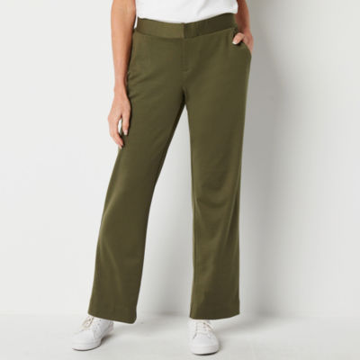 Liz Claiborne Womens Mid Rise Straight Drawstring Pants