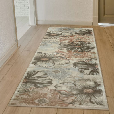 Radici Garda Modern Abstract Floral 26"X91" Indoor Rectangular Runner