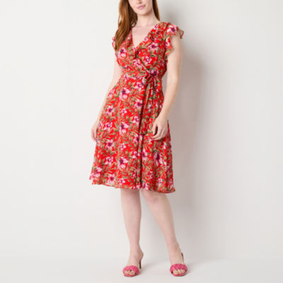 Jessica Howard Womens Sleeveless Floral Fit + Flare Dress