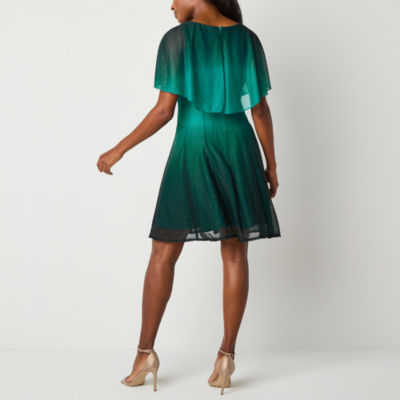 Danny & Nicole Womens Short Sleeve Ombre Fit + Flare Dress