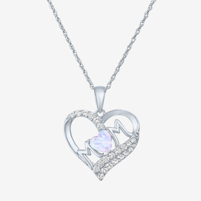 "Mom" Lab Created Opal Sterling Silver Heart 2-pc. Jewelry Set