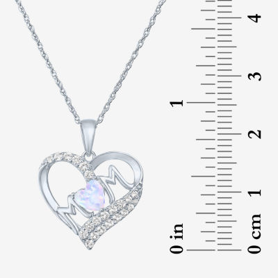 "Mom" Lab Created Opal Sterling Silver Heart 2-pc. Jewelry Set