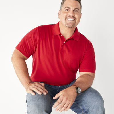 St. John's Bay Premium Stretch Big and Tall Mens Classic Fit Short Sleeve Polo Shirt