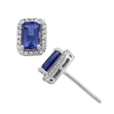 Lab-Created Blue Sapphire Sterling Silver Earrings