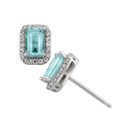 Simulated Aquamarine Sterling Silver Earrings