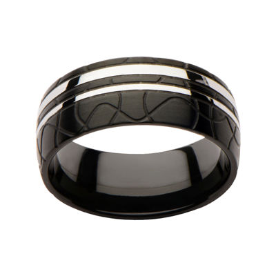 Inox® Jewelry Mens Stainless Steel & Black IP Ring