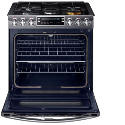 Samsung 5.8 cu. ft. Smart Wi-Fi Enabled Flex Duo™ With Dual Door Slide-In Double Oven Gas Range