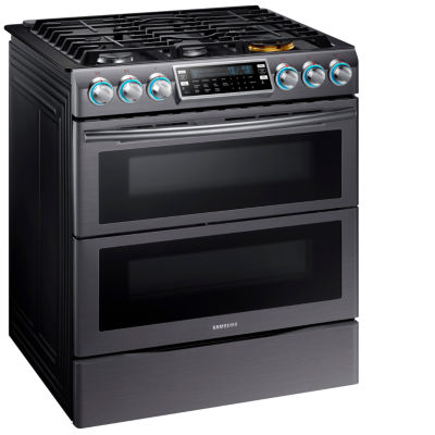 Samsung 5.8 cu. ft. Smart Wi-Fi Enabled Flex Duo™ With Dual Door Slide-In Double Oven Gas Range