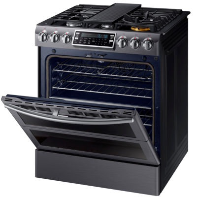 Samsung 5.8 cu. ft. Smart Wi-Fi Enabled Flex Duo™ With Dual Door Slide-In Double Oven Gas Range