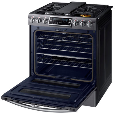 Samsung 5.8 cu. ft. Smart Wi-Fi Enabled Flex Duo™ With Dual Door Slide-In Double Oven Gas Range