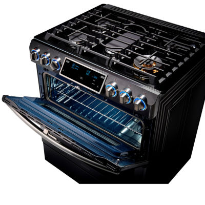 Samsung 5.8 cu. ft. Smart Wi-Fi Enabled Flex Duo™ With Dual Door Slide-In Double Oven Gas Range