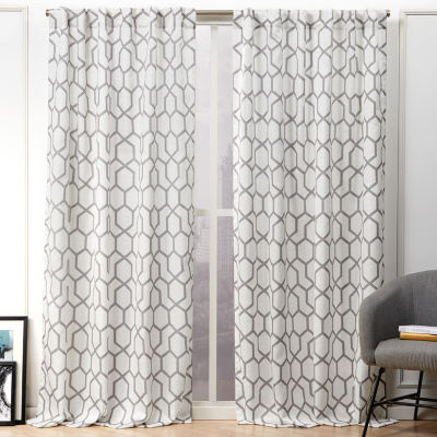 Nicole Miller Hexa Light-Filtering Back Tab Set of 2 Curtain Panel