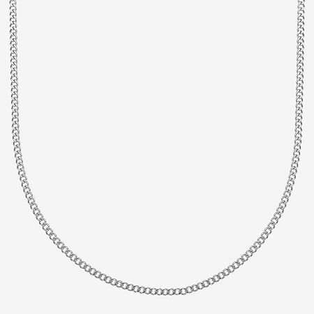 Mens Stainless Steel 18" 2mm Curb Chain, One Size, White