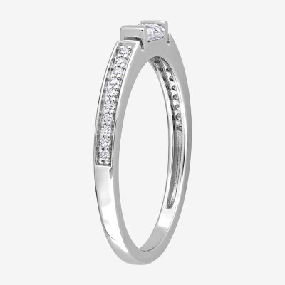 Lab Created White Moissanite Sterling Silver Wedding Band