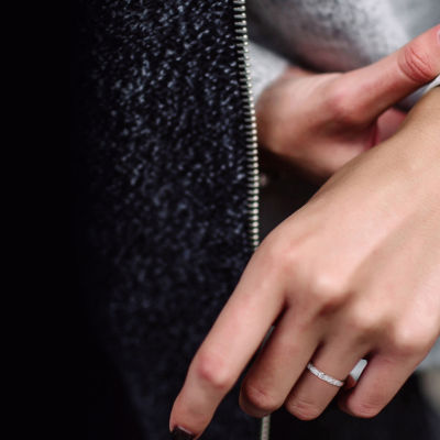 Womens 3/8 CT. T.W. Lab Created White Moissanite Sterling Silver Wedding Band