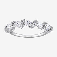 Lab Created White Moissanite Sterling Silver Wedding Band, 5