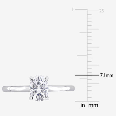 Womens Lab Created White Moissanite Sterling Silver Solitaire Engagement Ring