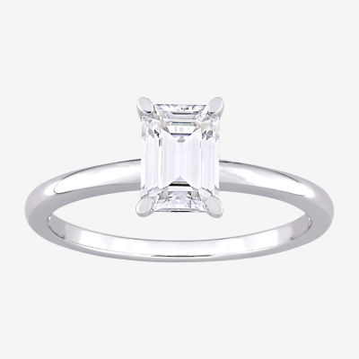 Womens Lab Created White Moissanite Sterling Silver Solitaire