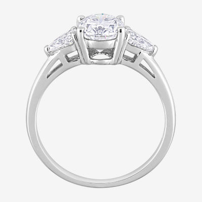 Womens 1 3/4 CT. T.W. Lab Created White Moissanite Sterling Silver 3-Stone Engagement Ring