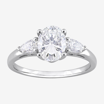 Womens 1 3/4 CT. T.W. Lab Created White Moissanite Sterling Silver 3-Stone Engagement Ring