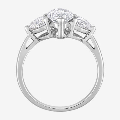 Womens 2 1/ CT. T.W. Lab Created White Moissanite Sterling Silver 3-Stone Engagement Ring