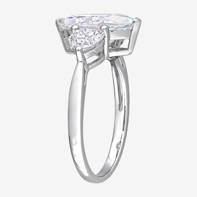 Womens 2 1/ CT. T.W. Lab Created White Moissanite Sterling Silver 3-Stone Engagement Ring