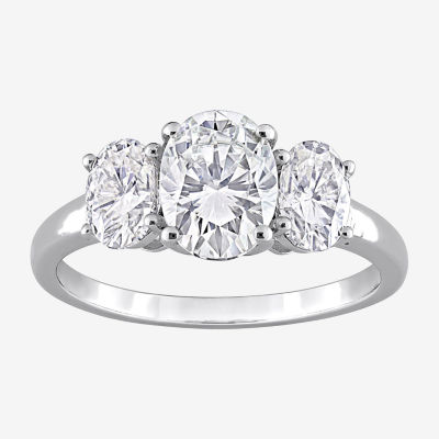 Womens 2 1/4 CT. T.W. Lab Created White Moissanite Sterling Silver 3-Stone Engagement Ring