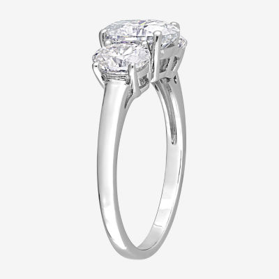 Womens 2 1/4 CT. T.W. Lab Created White Moissanite Sterling Silver 3-Stone Engagement Ring