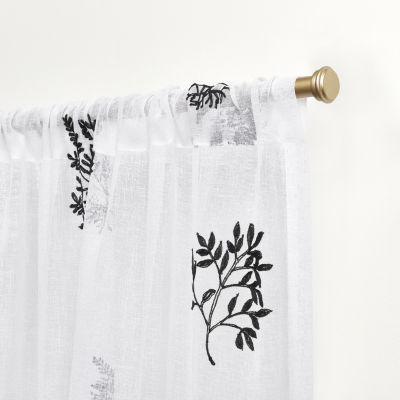 Cotton Canvas Delicate Floral Curtains (Set of 2)