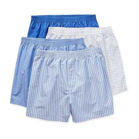 Stafford Woven Big and Tall Mens 4 Pack Boxers, 4x-large, Blue