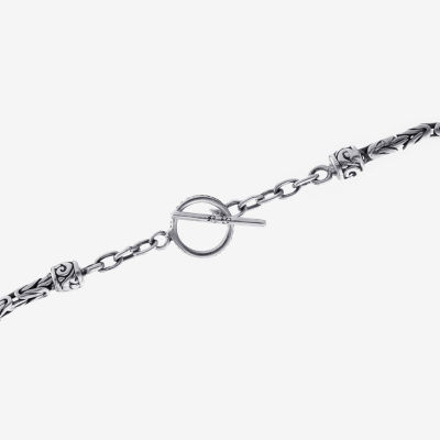 Bali Inspired Sterling Silver 7.5 Inch Solid Link Bracelet
