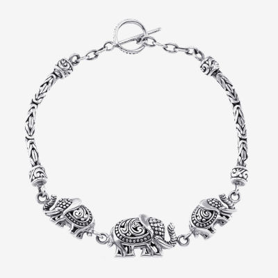 Bali Inspired Sterling Silver 7.5 Inch Solid Link Bracelet