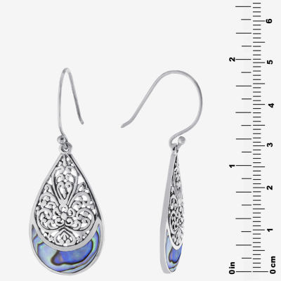 Bali Inspired Abalone Sterling Silver Drop Earrings