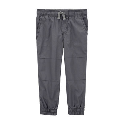 Functional-Drawstring Canvas Jogger Pants for Toddler Boys