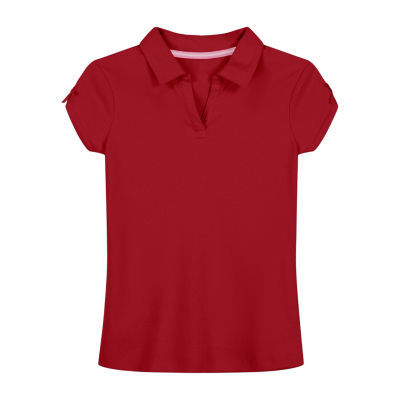 Izod Little Big Girls Wrinkle Resistant Moisture Wicking Performance Mesh Short Sleeve Polo Shirt 4 5 Red