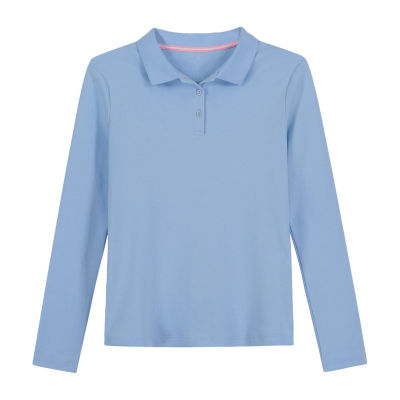 IZOD Little & Big Girls Stretch Fabric Long Sleeve Polo Shirt