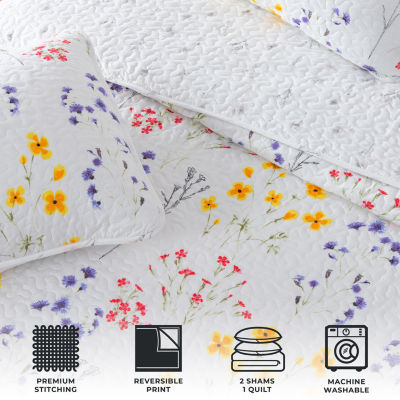 Linery Colorful Floral Reversible Quilt Set