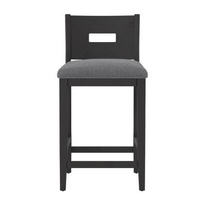 Allbritton Counter Height Upholstered Bar Stool 5176822, Color Black JCPenney