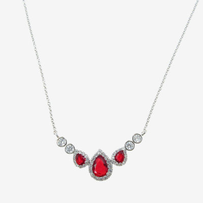 Vieste Rosa Halo Frontal Womens Green Crystal Pear 16 Inch Pendant Necklace
