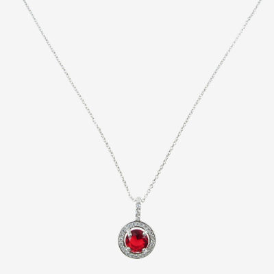 Vieste Rosa Halo Womens Green Crystal Round 16 Inch Pendant Necklace
