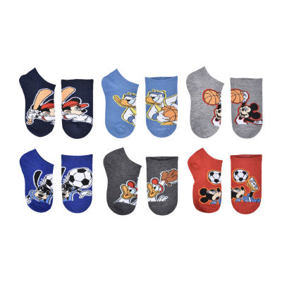 6 Pair No Show Socks Boys Mickey Mouse