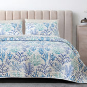 Linery Watercolor Leaves Reversible Quilt Set