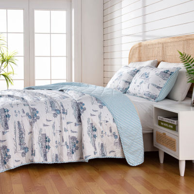 Linery Coastal Toile Reversible Quilt Set