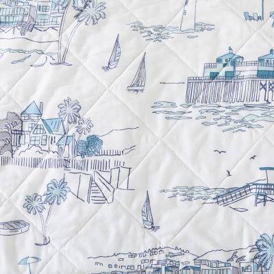 Linery Coastal Toile Reversible Quilt Set