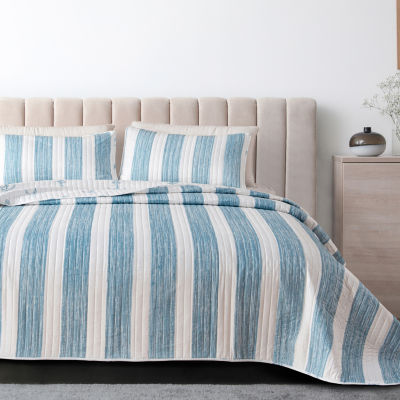 Linery Stripes Anchors Reversible Quilt Set