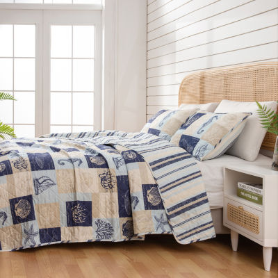 Linery Seashell Patchwork Reversible Quilt Set
