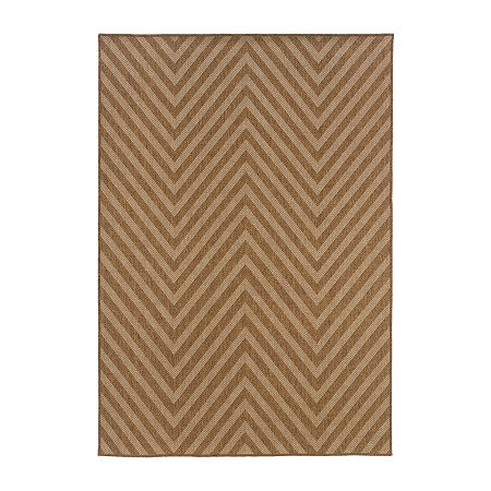 Covington Home Kehlani Chevron Stripe Indoor Outdoor Rectangular Accent Rug, One Size, Brown