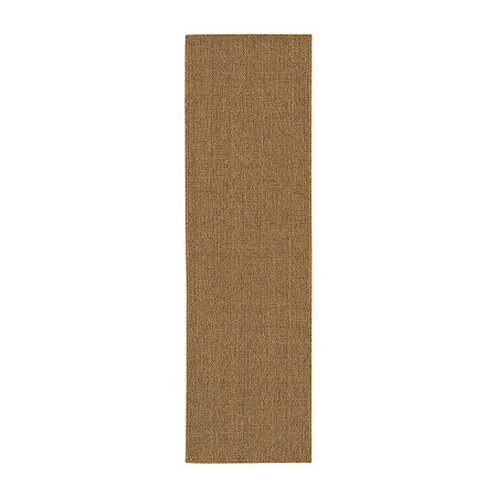 Covington Home Kehlani Basket Weave 2'3"x7'6" Indoor Outdoor Rectangular Runner In Brown