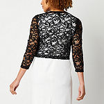 Perceptions Womens 3/4 Sleeve Sequin Lace Shrug