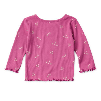 Okie Dokie Baby Girls Round Neck Long Sleeve T-Shirt